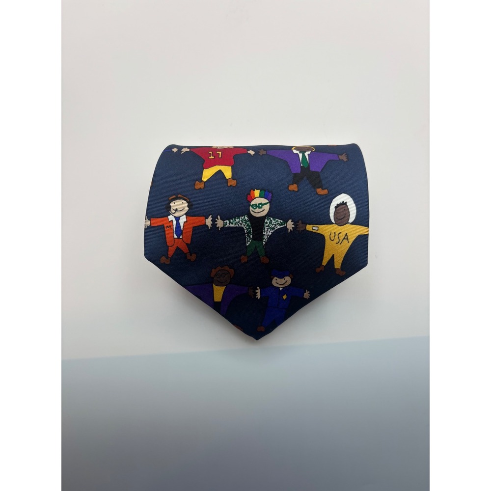 Save the Children Silk Tie Reach for the Stars Emily Age 11 Navy Blue USA Made